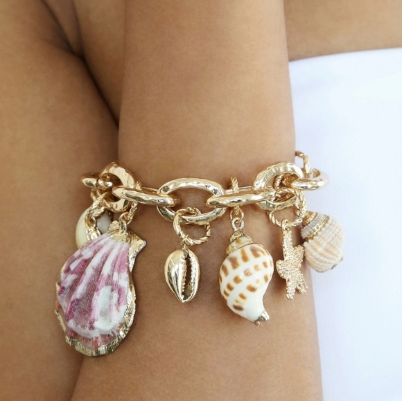 💛🔹House Of Harlow🔹 Gold Shell Charm Mermaid Tears Bracelet - Picture 2 of 8